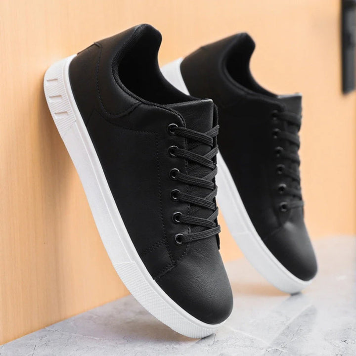 Men's Lace-Up Faux Leather Low-Top Casual Sneakers