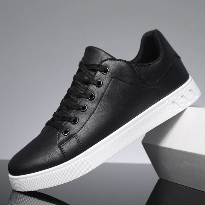 Men's Lace-Up Faux Leather Low-Top Casual Sneakers