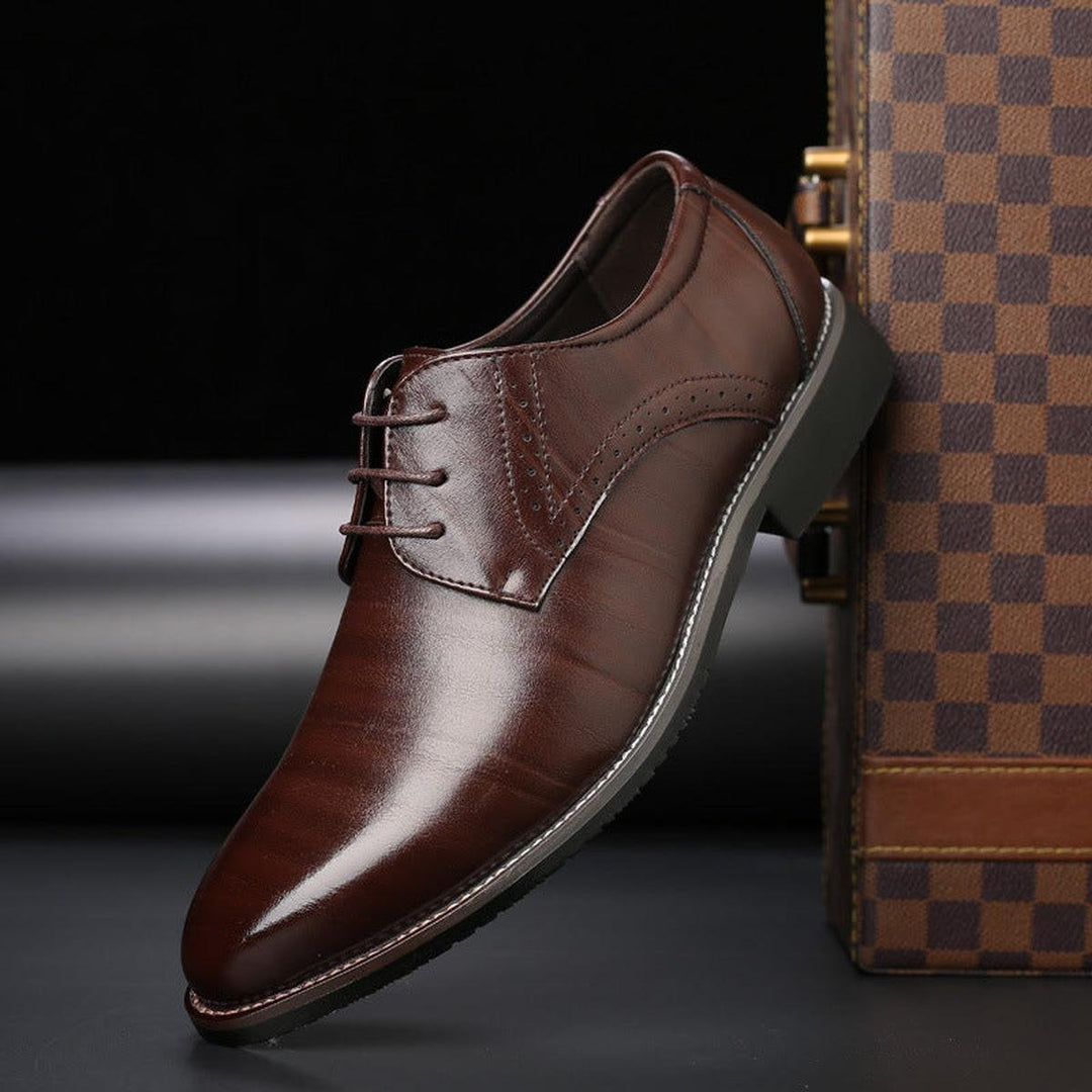 Men's Leather Lace-Up Brogue Derby Dress Shoes