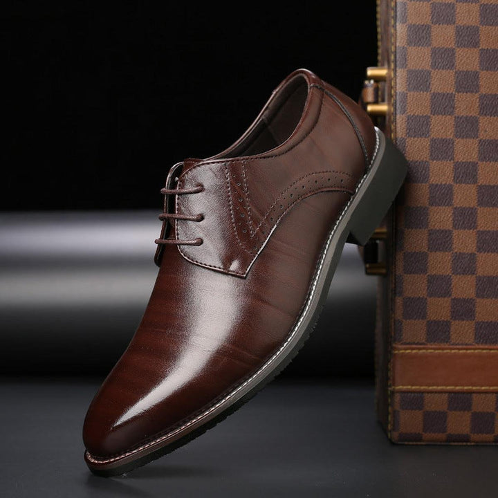 Men's Leather Lace-Up Brogue Derby Dress Shoes