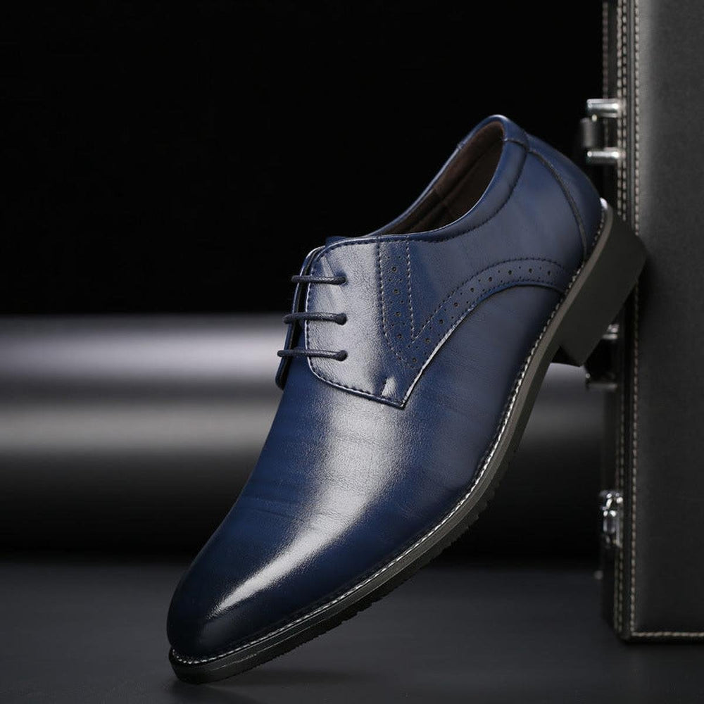 Men's Leather Lace-Up Brogue Derby Dress Shoes