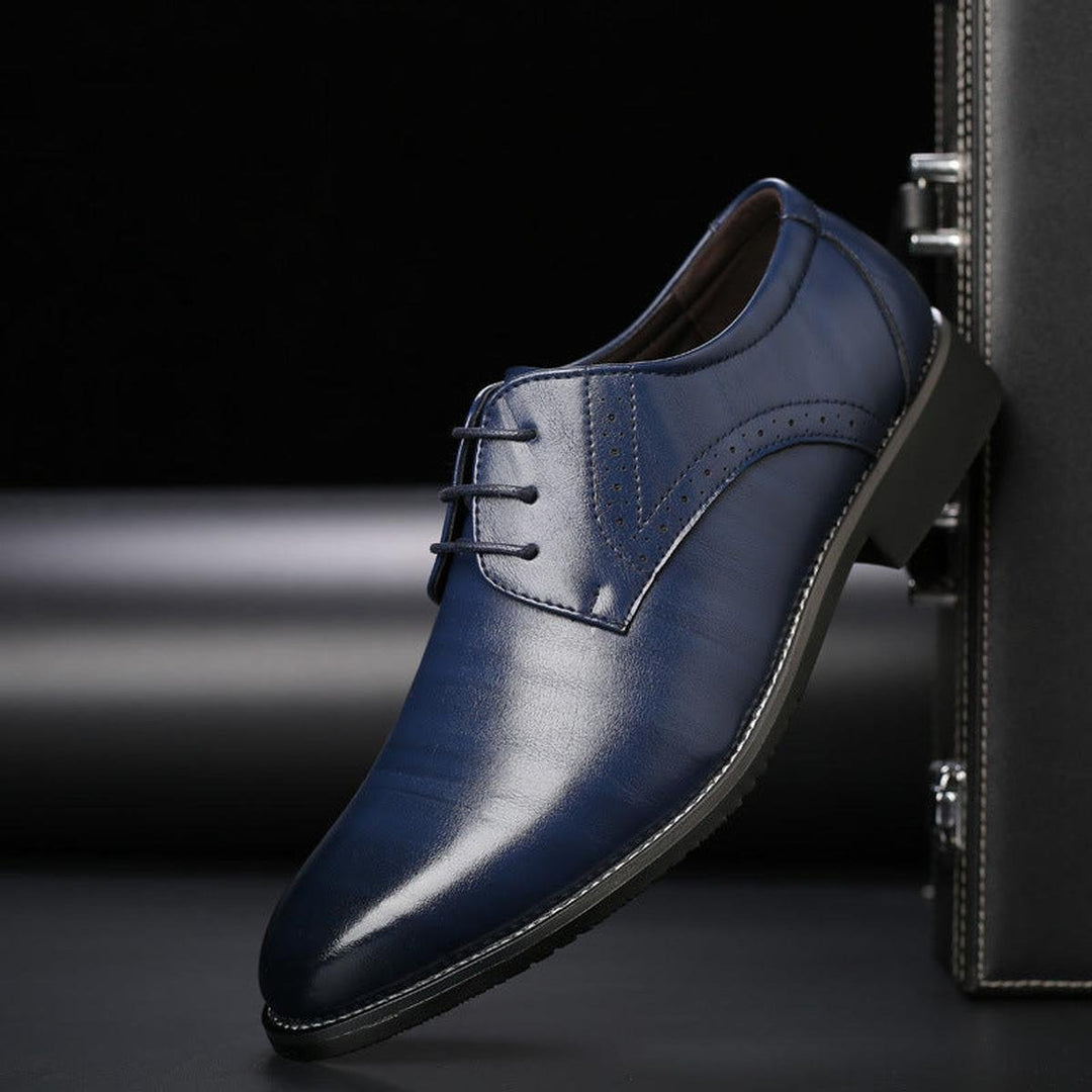 Men's Leather Lace-Up Brogue Derby Dress Shoes