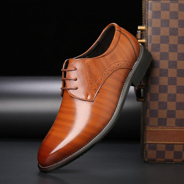 Men's Leather Lace-Up Brogue Derby Dress Shoes