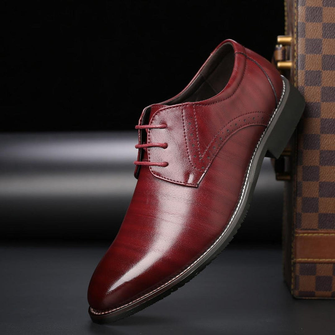 Men's Leather Lace-Up Brogue Derby Dress Shoes