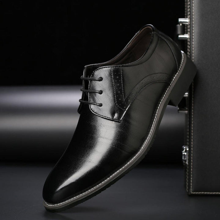Men's Leather Lace-Up Brogue Derby Dress Shoes