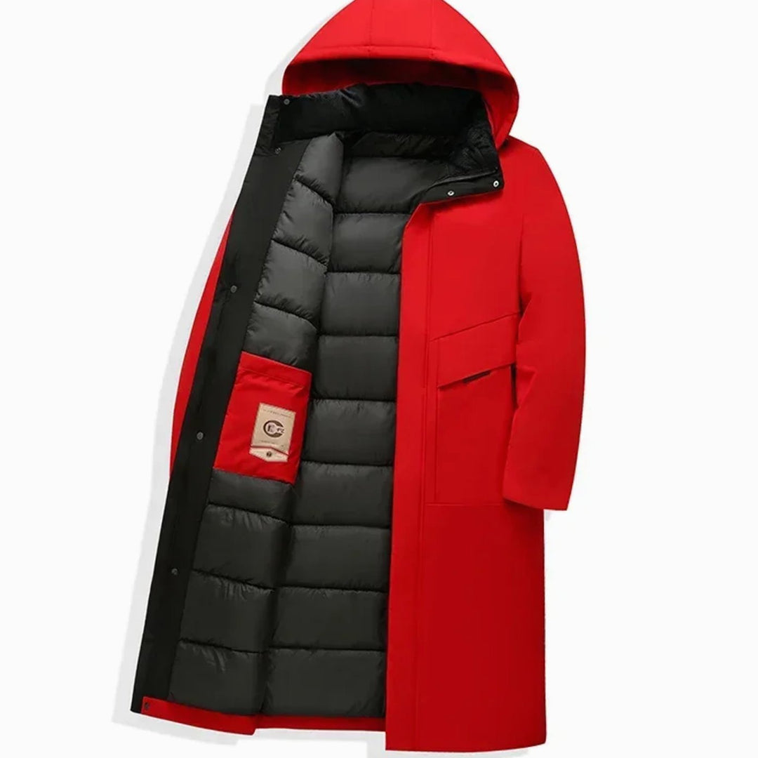 Men's Long Hooded Insulated Puffer Winter Coat