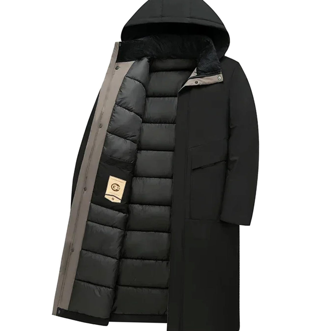 Men's Long Hooded Insulated Puffer Winter Coat