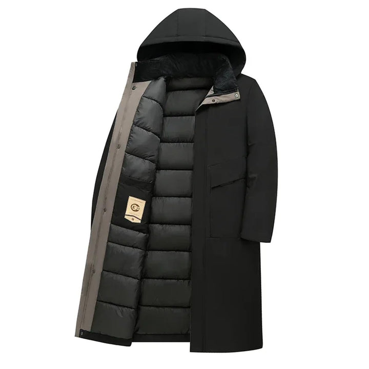 Men's Long Hooded Quilted Puffer Winter Coat