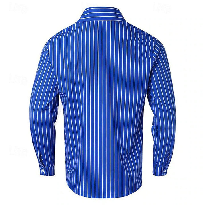 Men's Long-Sleeve Striped Button-Down Dress Shirt