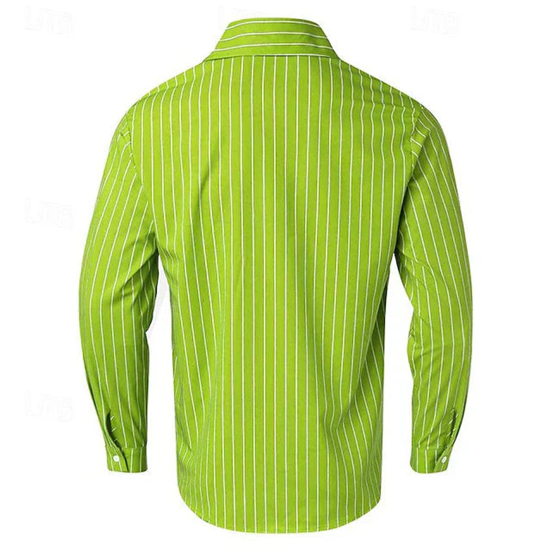 Men's Long-Sleeve Striped Button-Down Dress Shirt