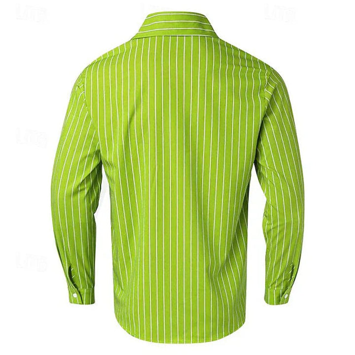 Men's Long-Sleeve Striped Button-Down Dress Shirt
