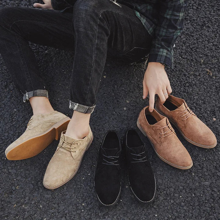 Men's Minimalist Suede Lace-Up Derby Oxford Shoes