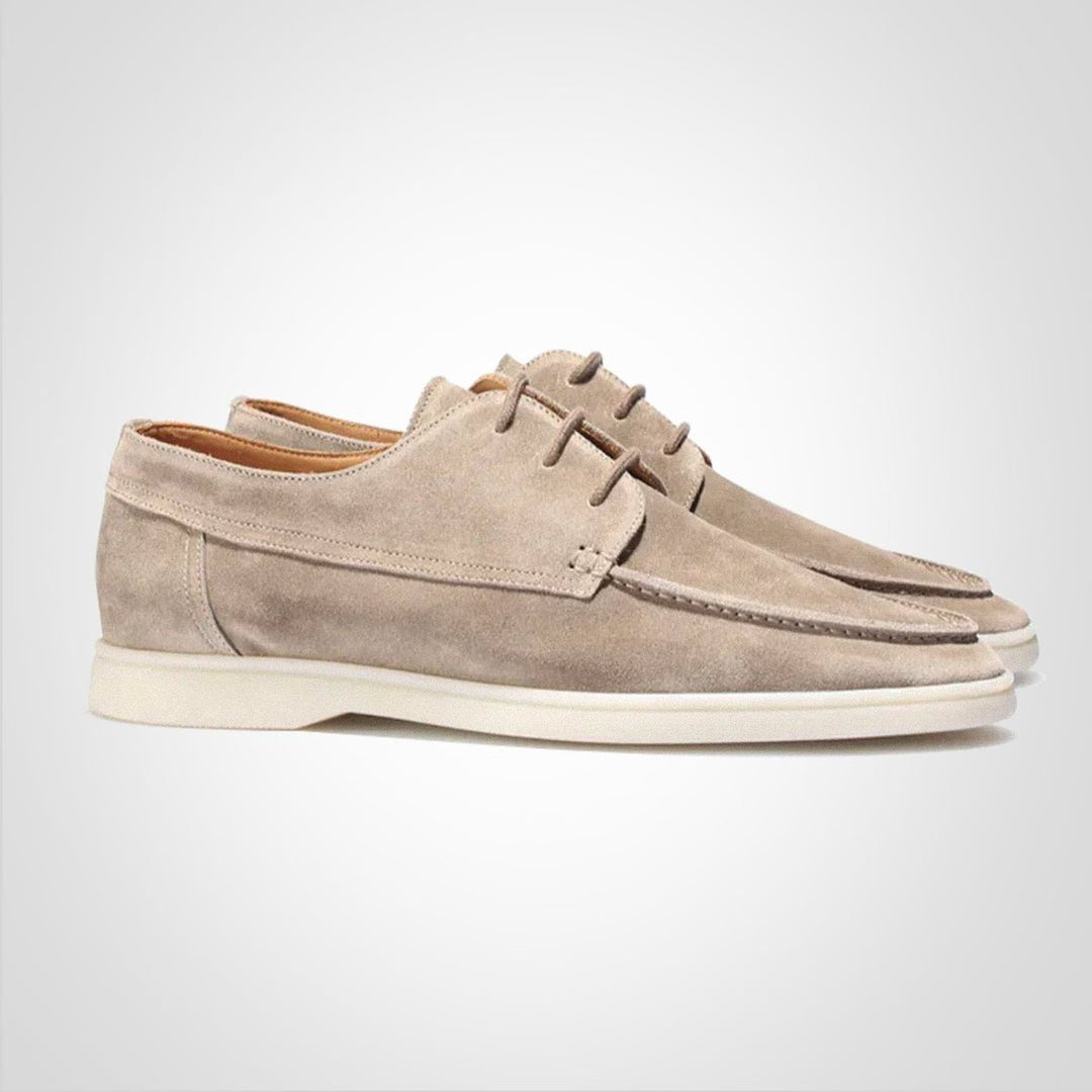 Men's Navy Suede Lace-Up Boat Derby Loafers