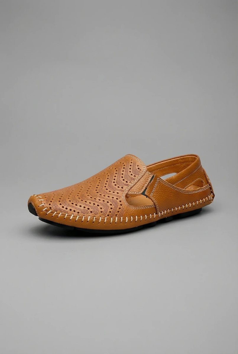Men's Perforated Breathable Hand-Stitched Slip-On Driving Loafers