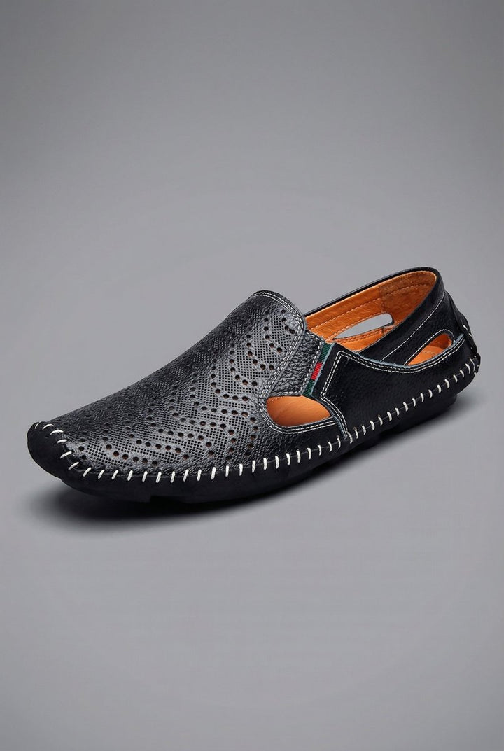 Men's Perforated Breathable Hand-Stitched Slip-On Driving Loafers
