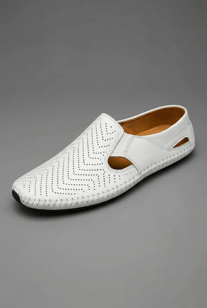 Men's Perforated Breathable Hand-Stitched Slip-On Driving Loafers