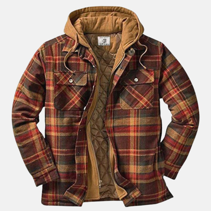 Men's Quilted-Lined Hooded Flannel Shirt Jacket