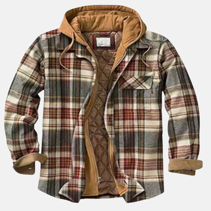Men's Quilted-Lined Hooded Flannel Shirt Jacket