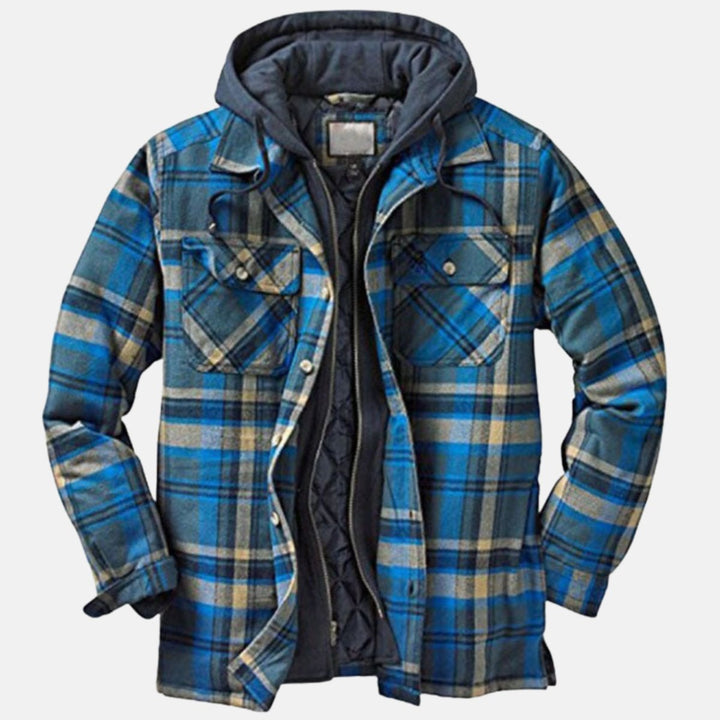 Men's Quilted-Lined Hooded Flannel Shirt Jacket