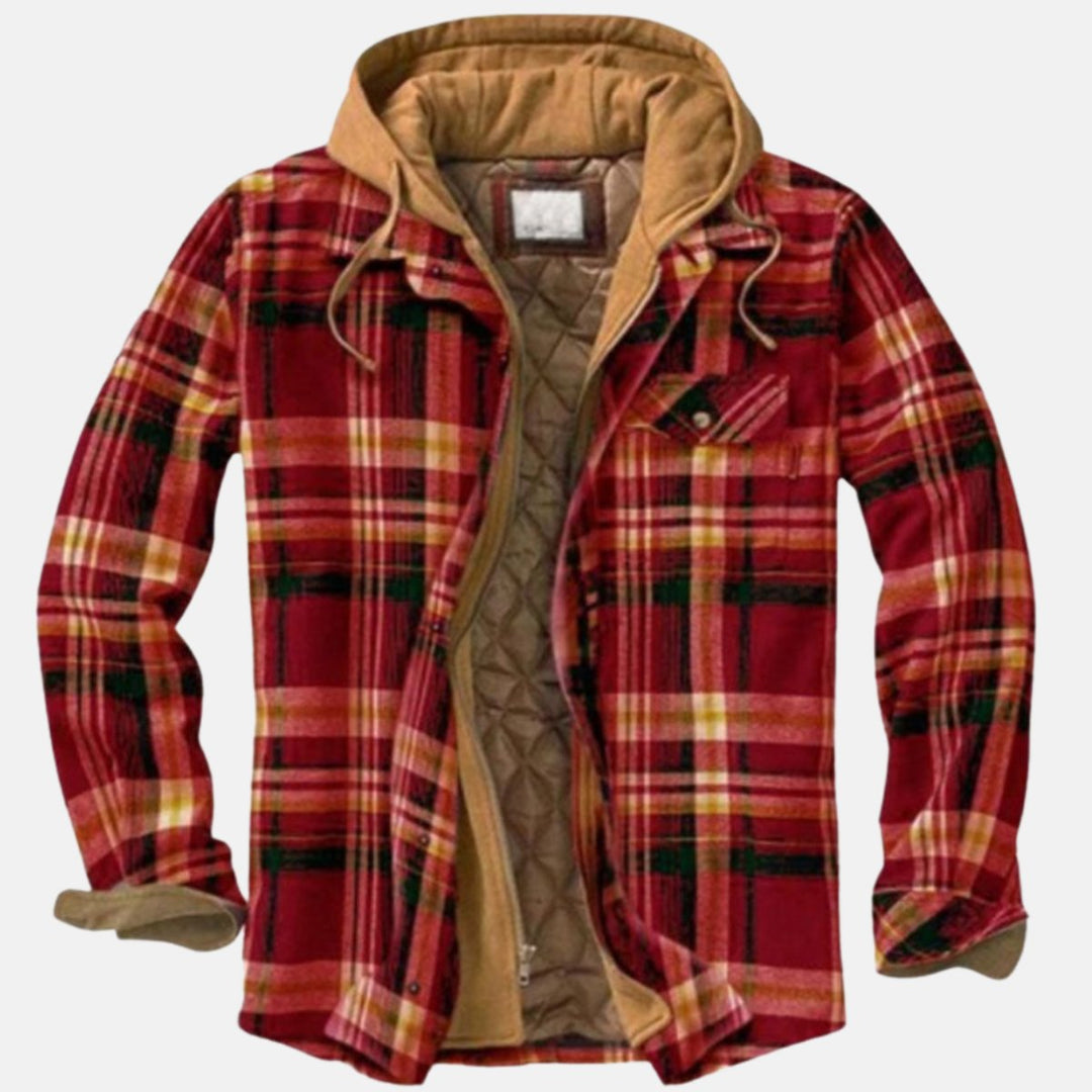Men's Quilted-Lined Hooded Flannel Shirt Jacket