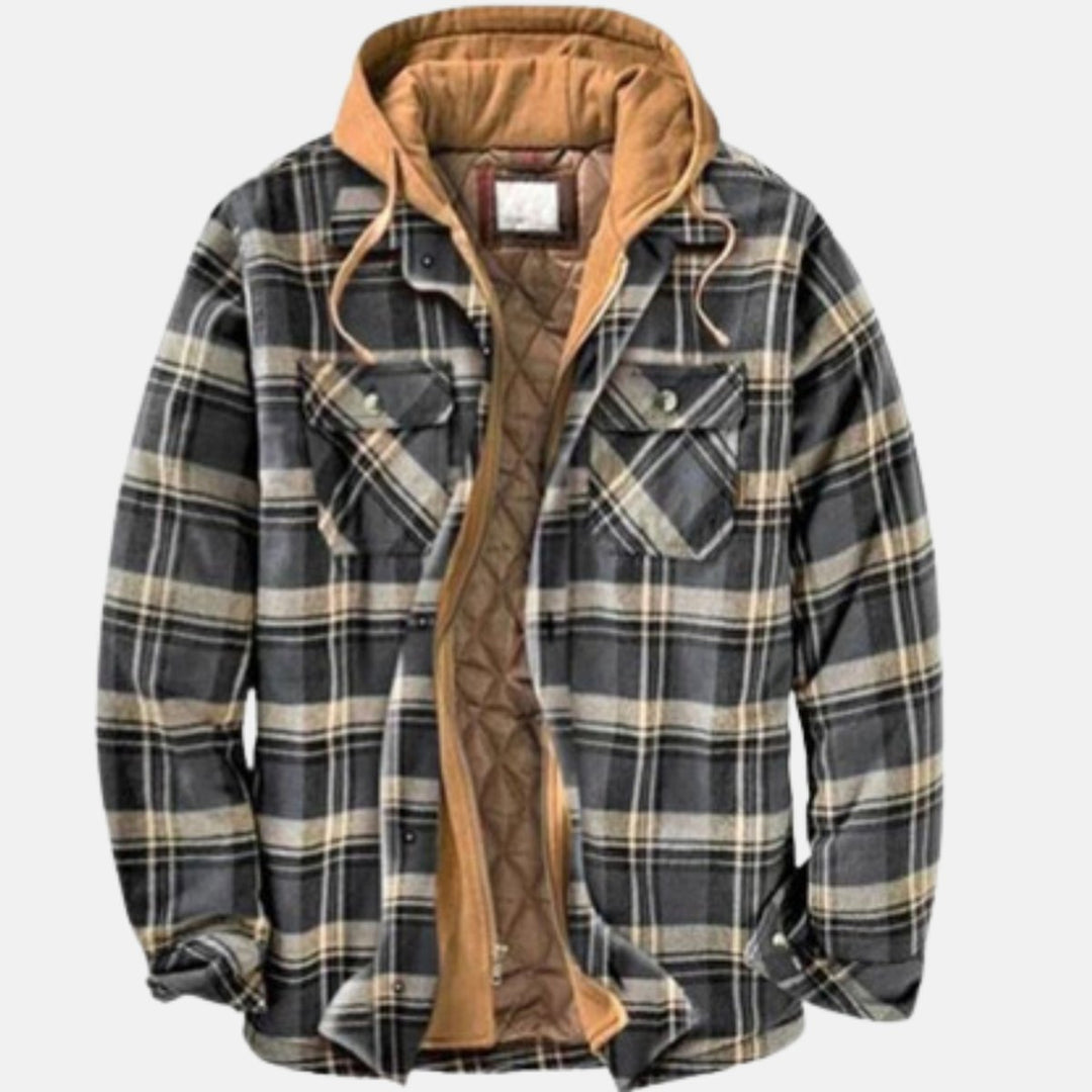 Men's Quilted-Lined Hooded Flannel Shirt Jacket