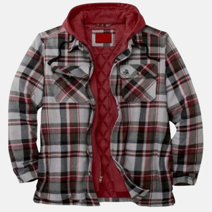 Men's Quilted-Lined Hooded Flannel Shirt Jacket