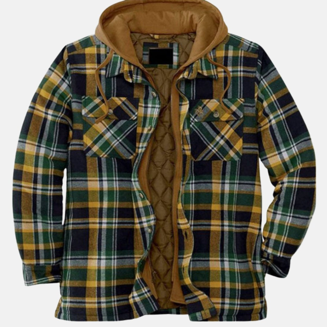 Men's Quilted-Lined Hooded Flannel Shirt Jacket
