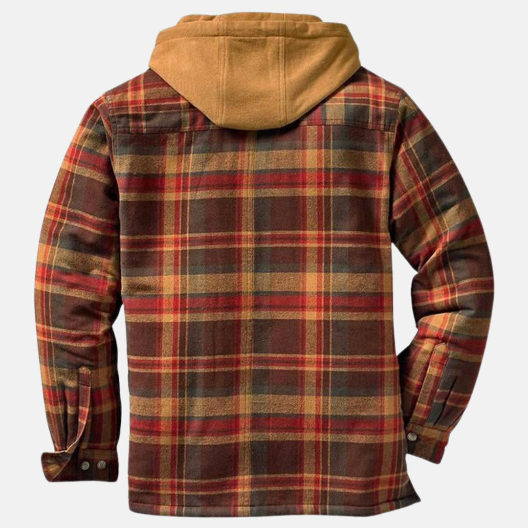Men's Quilted-Lined Hooded Flannel Shirt Jacket