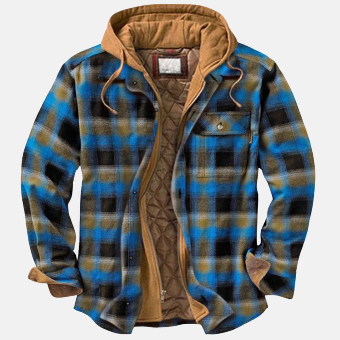 Men's Quilted-Lined Hooded Flannel Shirt Jacket
