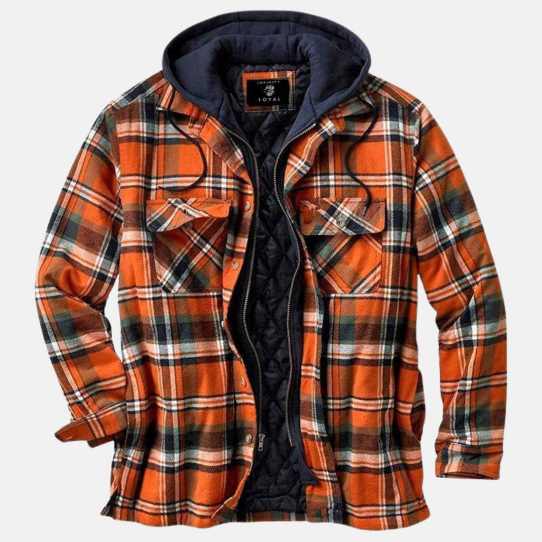 Men's Quilted-Lined Hooded Flannel Shirt Jacket