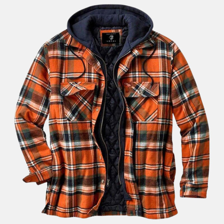 Men's Quilted-Lined Hooded Flannel Shirt Jacket
