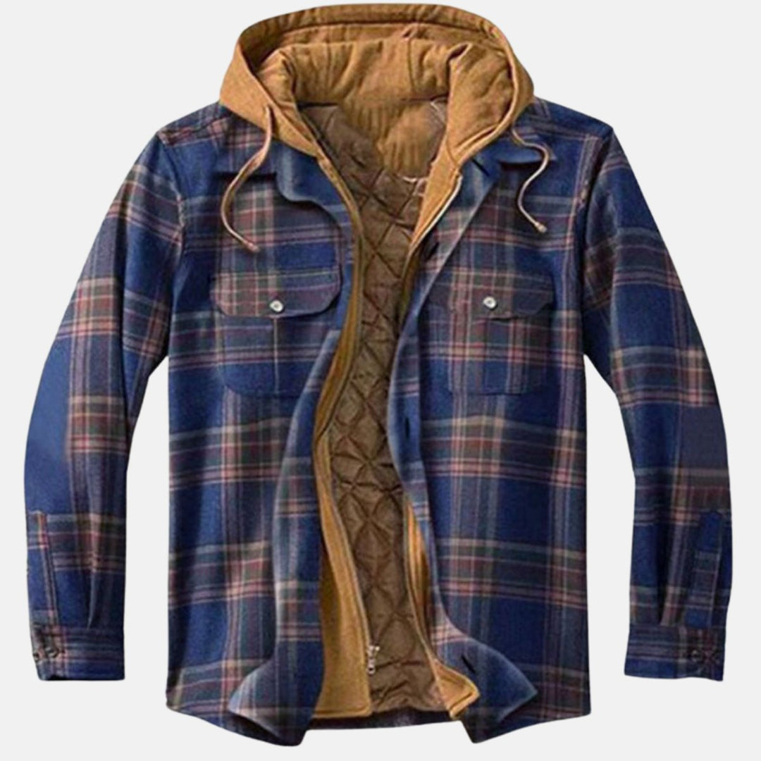 Men's Quilted-Lined Hooded Flannel Shirt Jacket