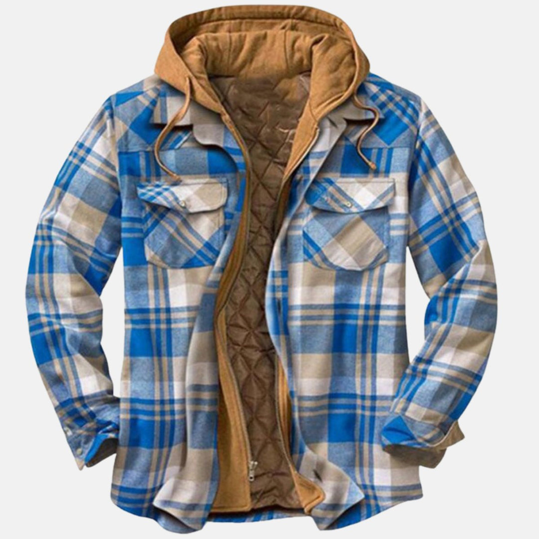 Men's Quilted-Lined Hooded Flannel Shirt Jacket