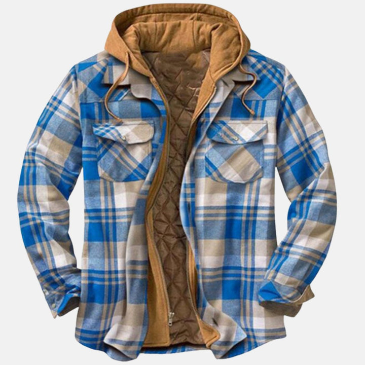 Men's Quilted-Lined Hooded Flannel Shirt Jacket