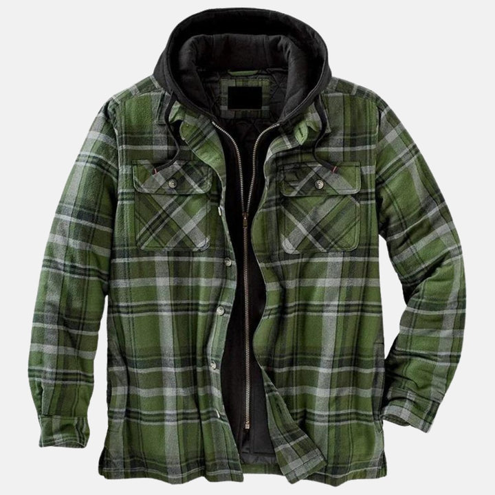 Men's Quilted-Lined Hooded Flannel Shirt Jacket