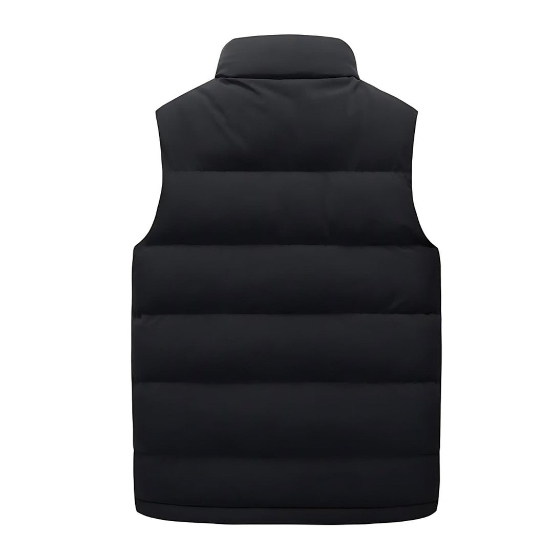 Men's Quilted Zip-Up Puffer Vest Stand-Collar Sleeveless Jacket