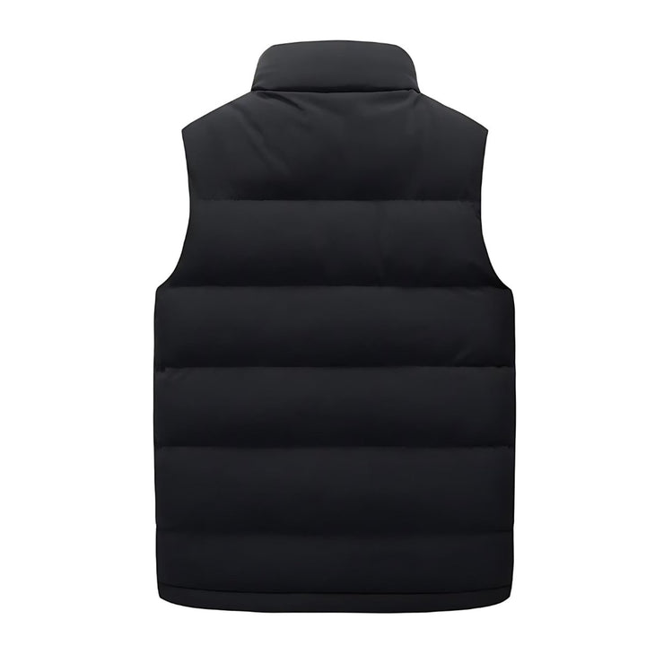 Men's Quilted Zip-Up Puffer Vest Stand-Collar Sleeveless Jacket