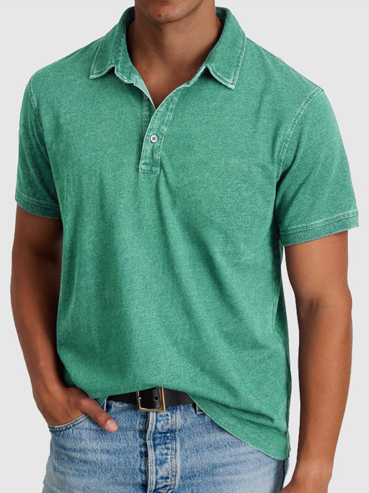 Men's Regular-Fit Short-Sleeve Cotton Denim Polo Shirt - Green