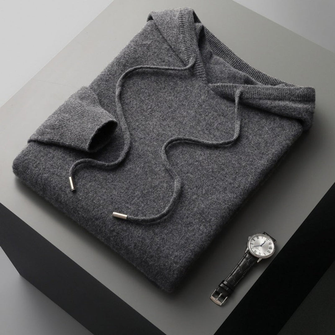 Men's Relaxed-Fit Cashmere Knit Drawstring Hoodie Sweater