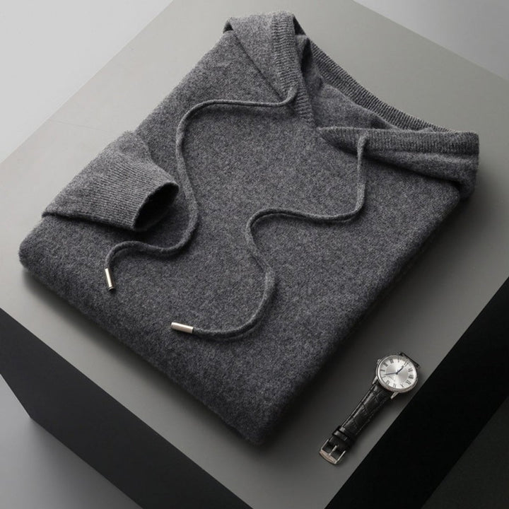Men's Relaxed-Fit Cashmere Knit Drawstring Hoodie Sweater
