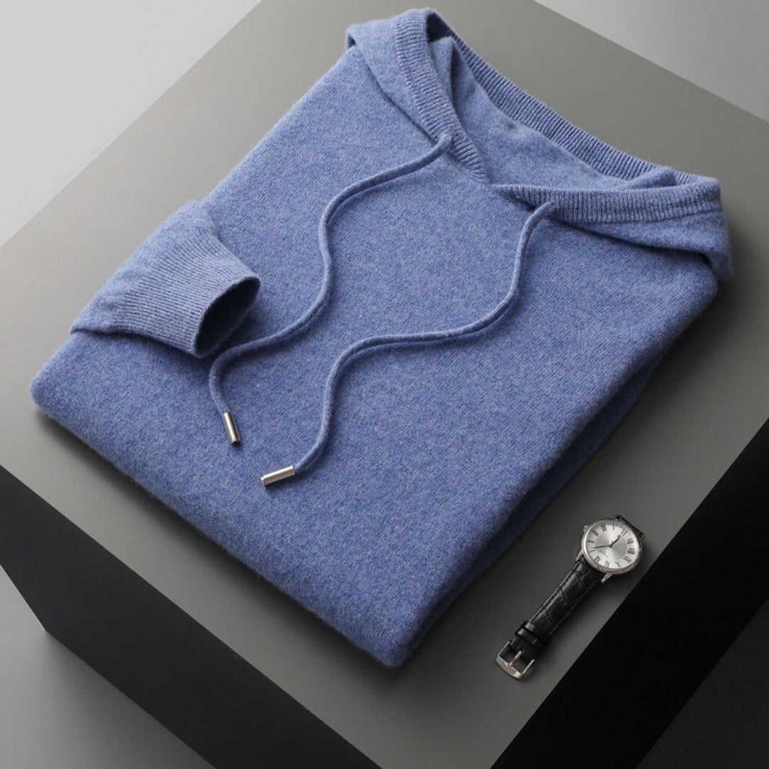 Men's Relaxed-Fit Cashmere Knit Drawstring Hoodie Sweater