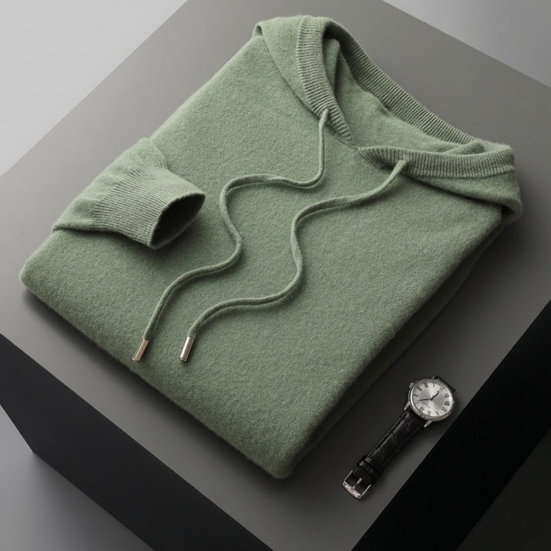 Men's Relaxed-Fit Cashmere Knit Drawstring Hoodie Sweater