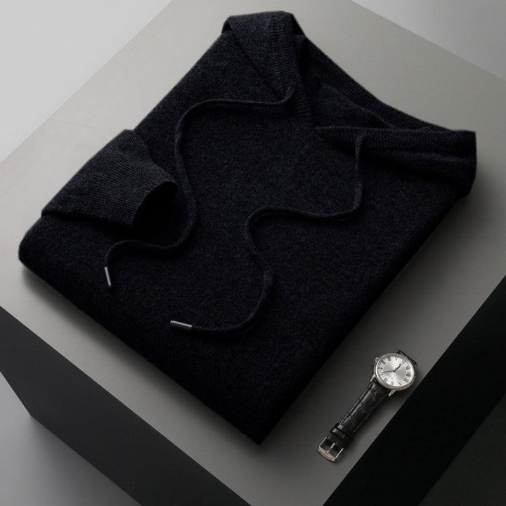 Men's Relaxed-Fit Cashmere Knit Drawstring Hoodie Sweater