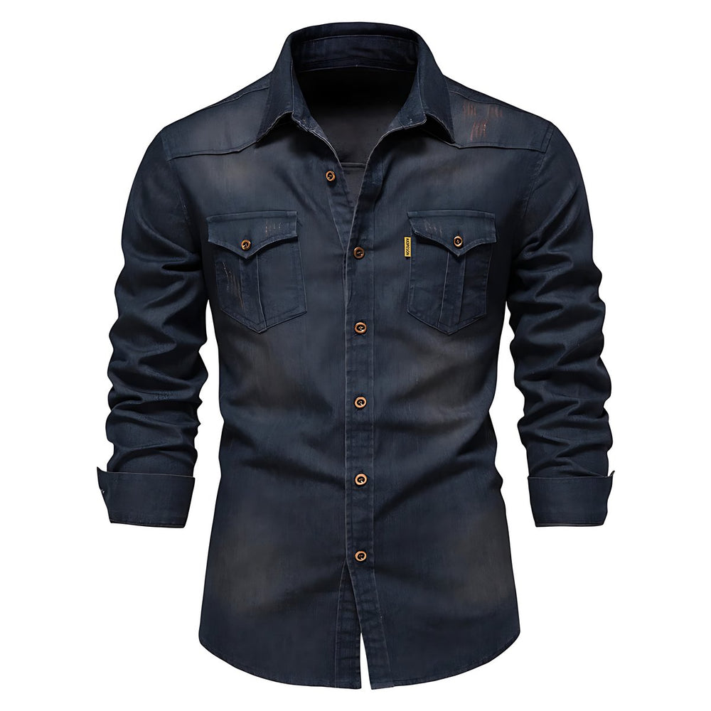 Men's Relaxed-Fit Cotton Button-Up Casual Shirt