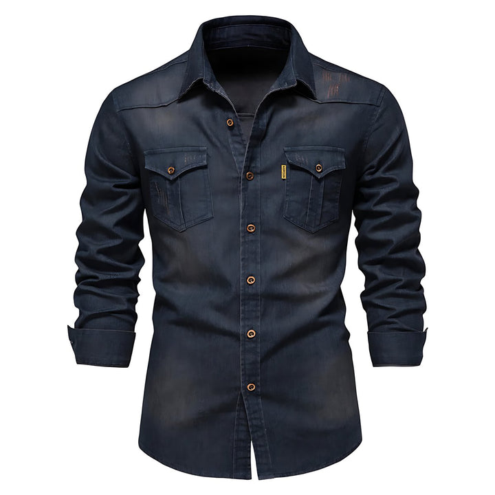 Men's Relaxed-Fit Cotton Button-Up Casual Shirt