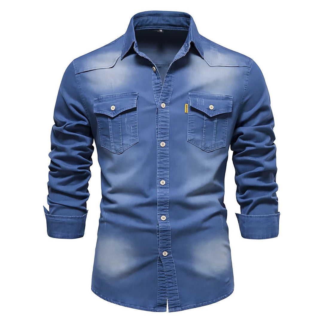 Men's Relaxed-Fit Cotton Button-Up Casual Shirt