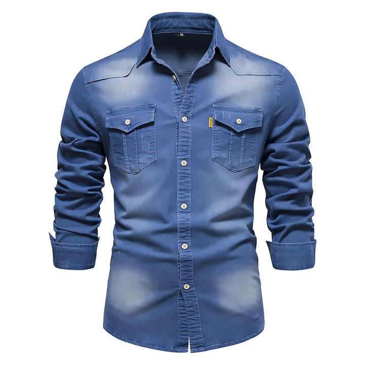 Men's Relaxed-Fit Cotton Button-Up Casual Shirt