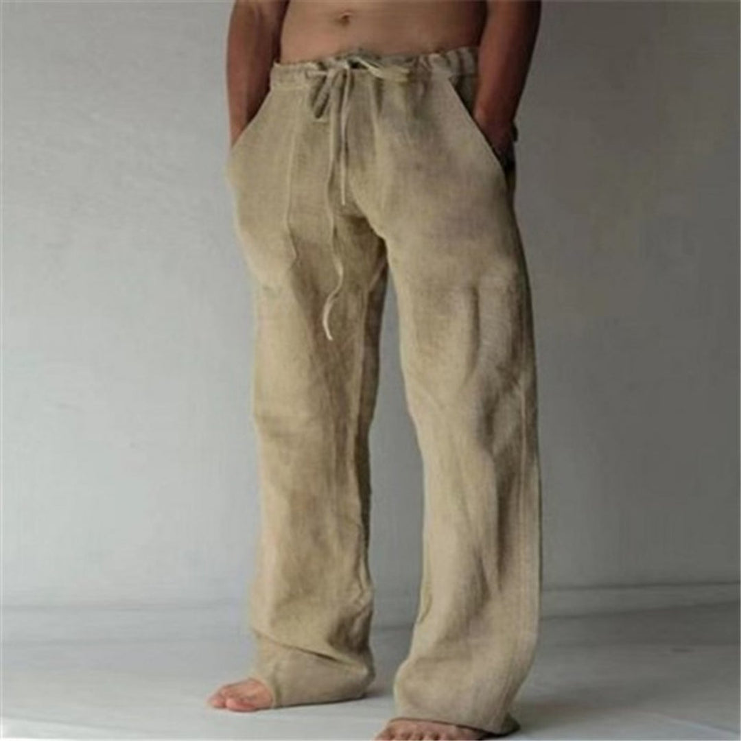 Men's Relaxed-Fit Drawstring Linen Casual Pants