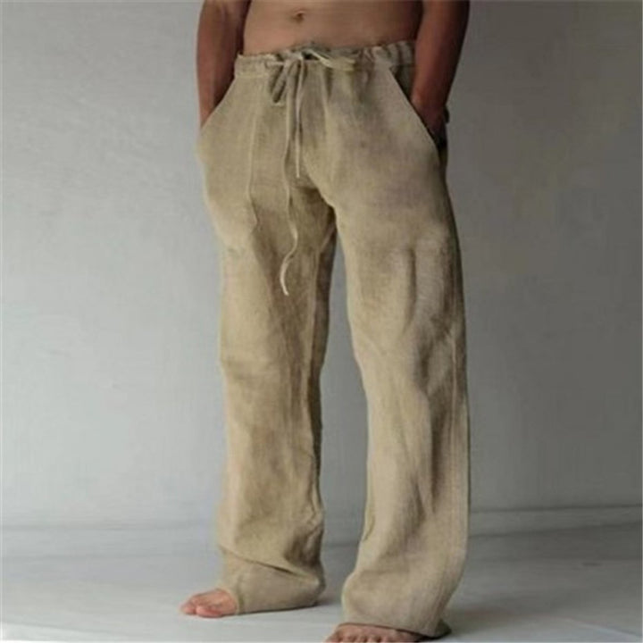 Men's Relaxed-Fit Drawstring Linen Casual Pants