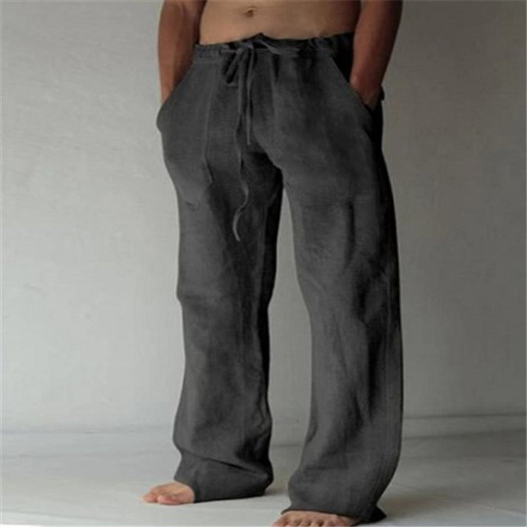 Men's Relaxed-Fit Drawstring Linen Casual Pants